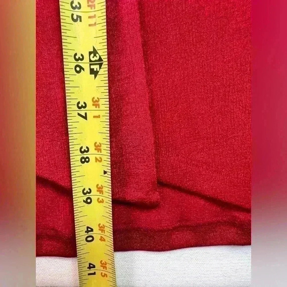 Jodifl faux wrap size Medium dress red shimmer holiday party long sleeve v neck - Picture 4 of 7